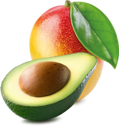 whole mango, cut in half